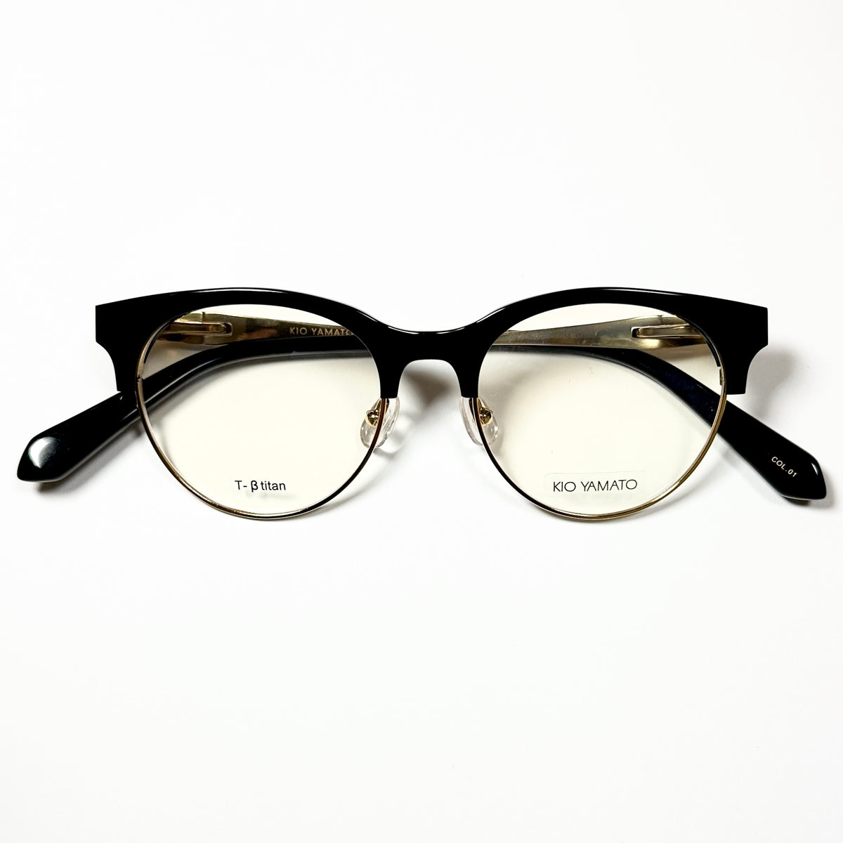 KIO YAMATO KP-199U col.01 Eyeglasses Frames in Black/Gold -  Authentic New