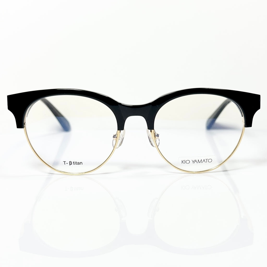 KIO YAMATO KP-199U col.01 Eyeglasses Frames in Black/Gold -  Authentic New
