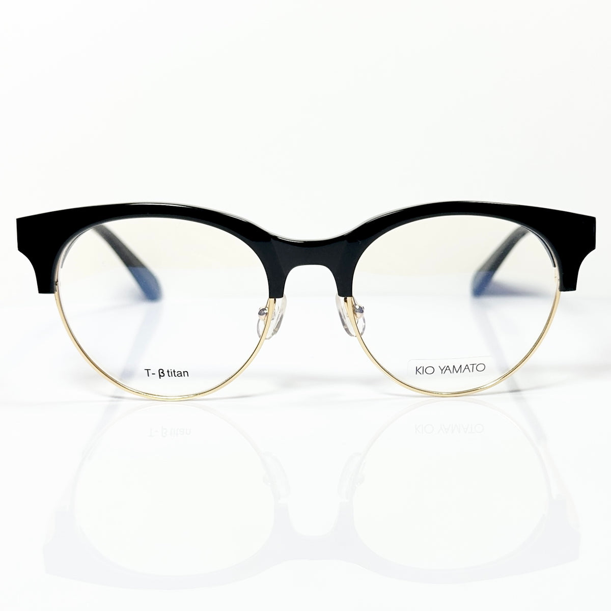 KIO YAMATO KP-199U col.01 Eyeglasses Frames in Black/Gold -  Authentic New