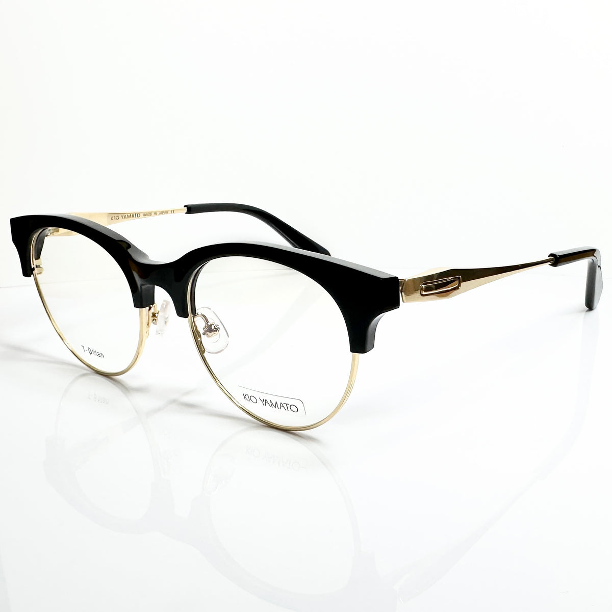 KIO YAMATO KP-199U col.01 Eyeglasses Frames in Black/Gold -  Authentic New