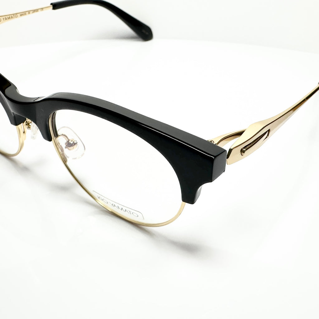 KIO YAMATO KP-199U col.01 Eyeglasses Frames in Black/Gold -  Authentic New