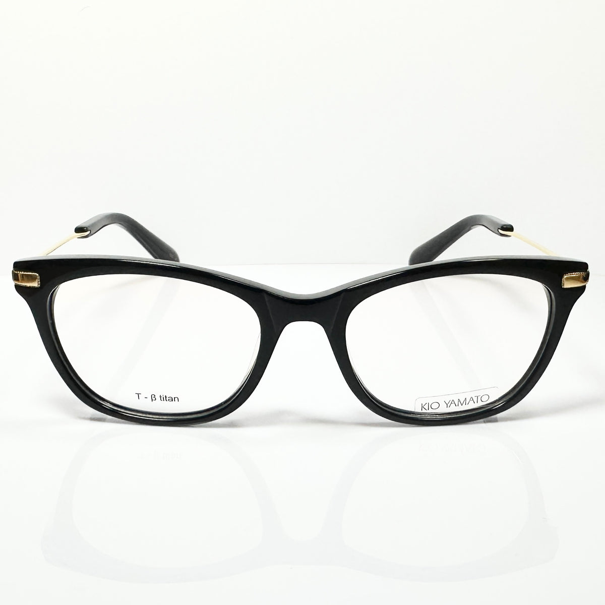KIO YAMATO KP-185U col 01 Eyeglasses Frames in Black/Gold - Authentic New