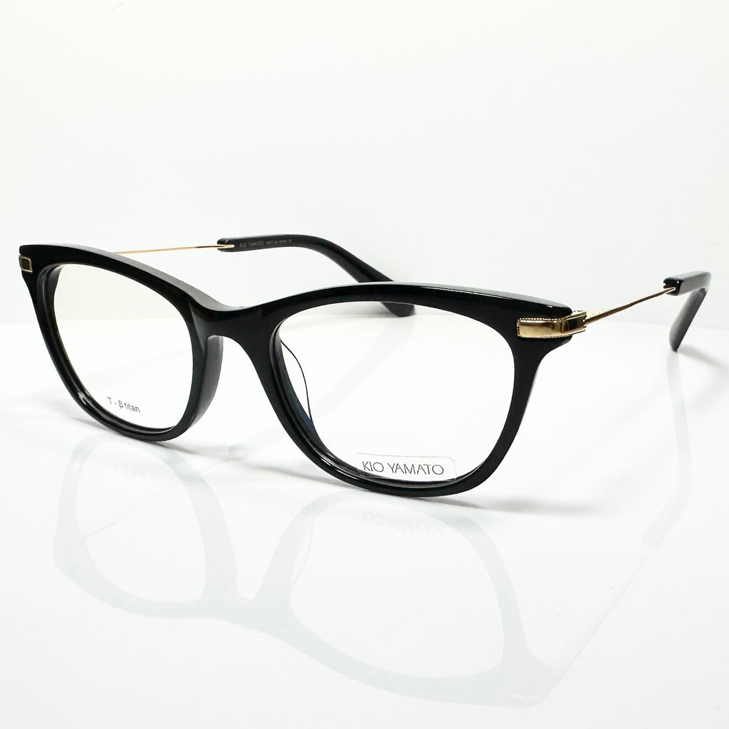 KIO YAMATO KP-185U col 01 Eyeglasses Frames in Black/Gold - Authentic New