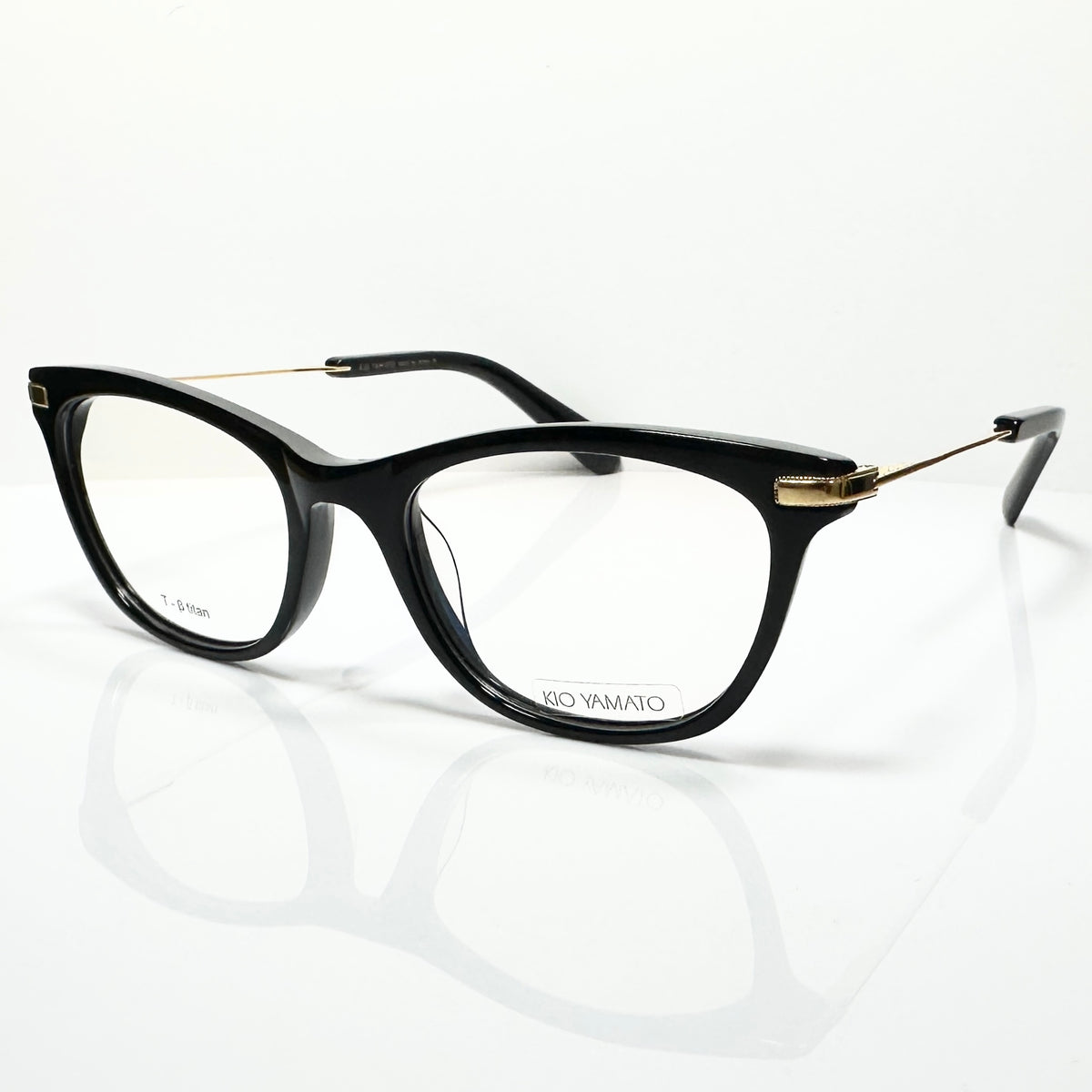 KIO YAMATO KP-185U col 01 Eyeglasses Frames in Black/Gold - Authentic New