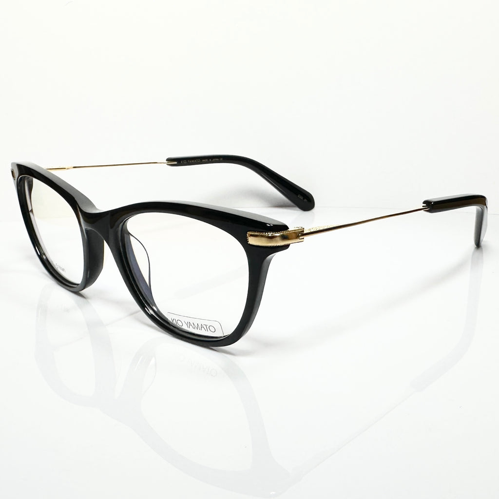 KIO YAMATO KP-185U col 01 Eyeglasses Frames in Black/Gold - Authentic New