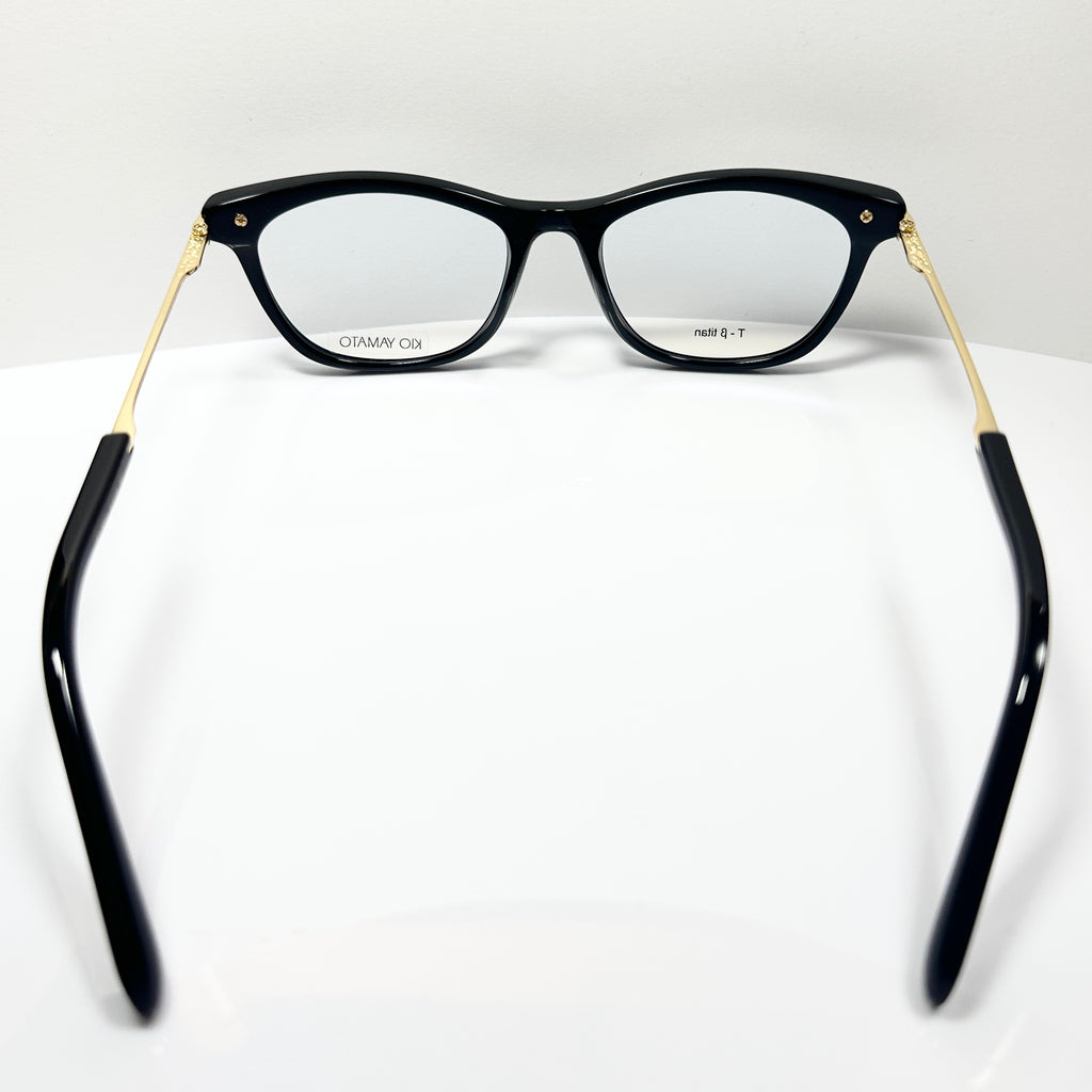 KIO YAMATO KP-185U col 01 Eyeglasses Frames in Black/Gold - Authentic New