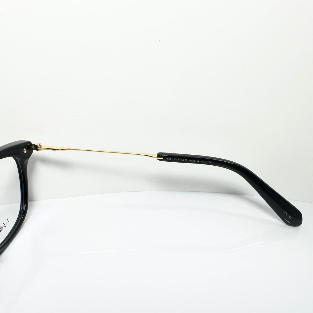 KIO YAMATO KP-185U col 01 Eyeglasses Frames in Black/Gold - Authentic New