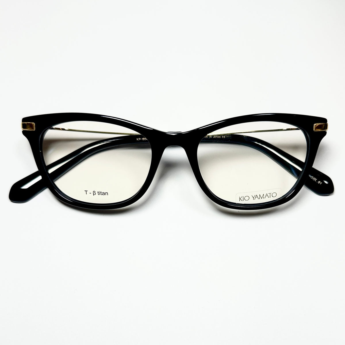 KIO YAMATO KP-185U col 01 Eyeglasses Frames in Black/Gold - Authentic New