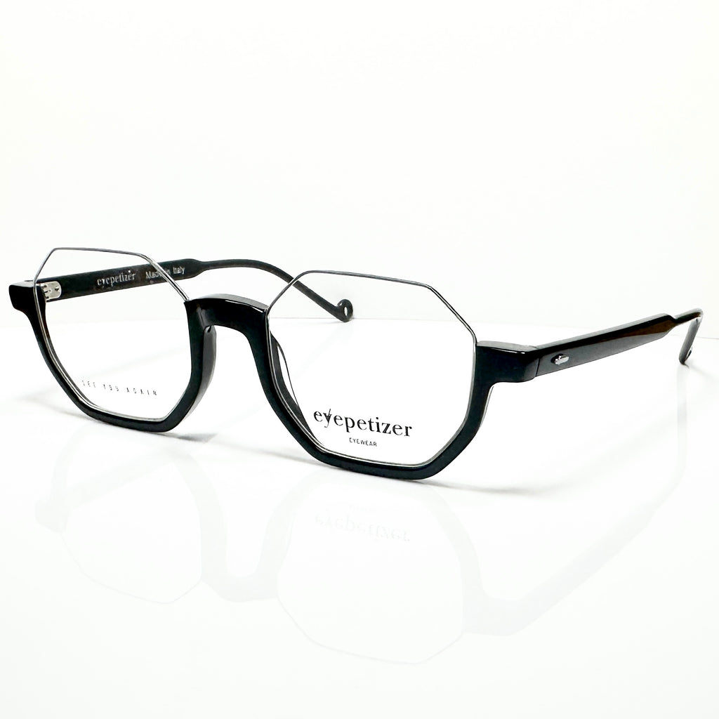 Eyepetizer Andy Men's Octagon Half-Rim Eyeglasses Frames in Black - Authentic New