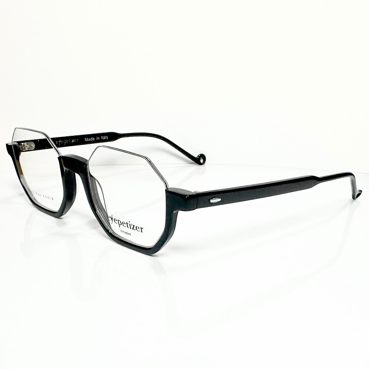 Eyepetizer Andy Men's Octagon Half-Rim Eyeglasses Frames in Black - Authentic New