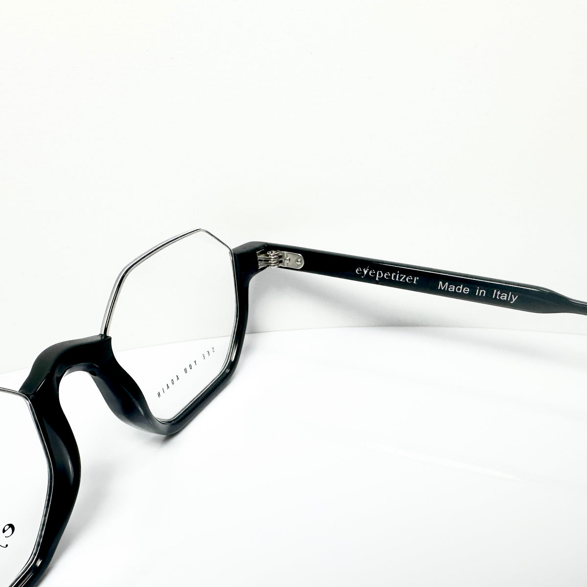 Eyepetizer Andy Men's Octagon Half-Rim Eyeglasses Frames in Black - Authentic New
