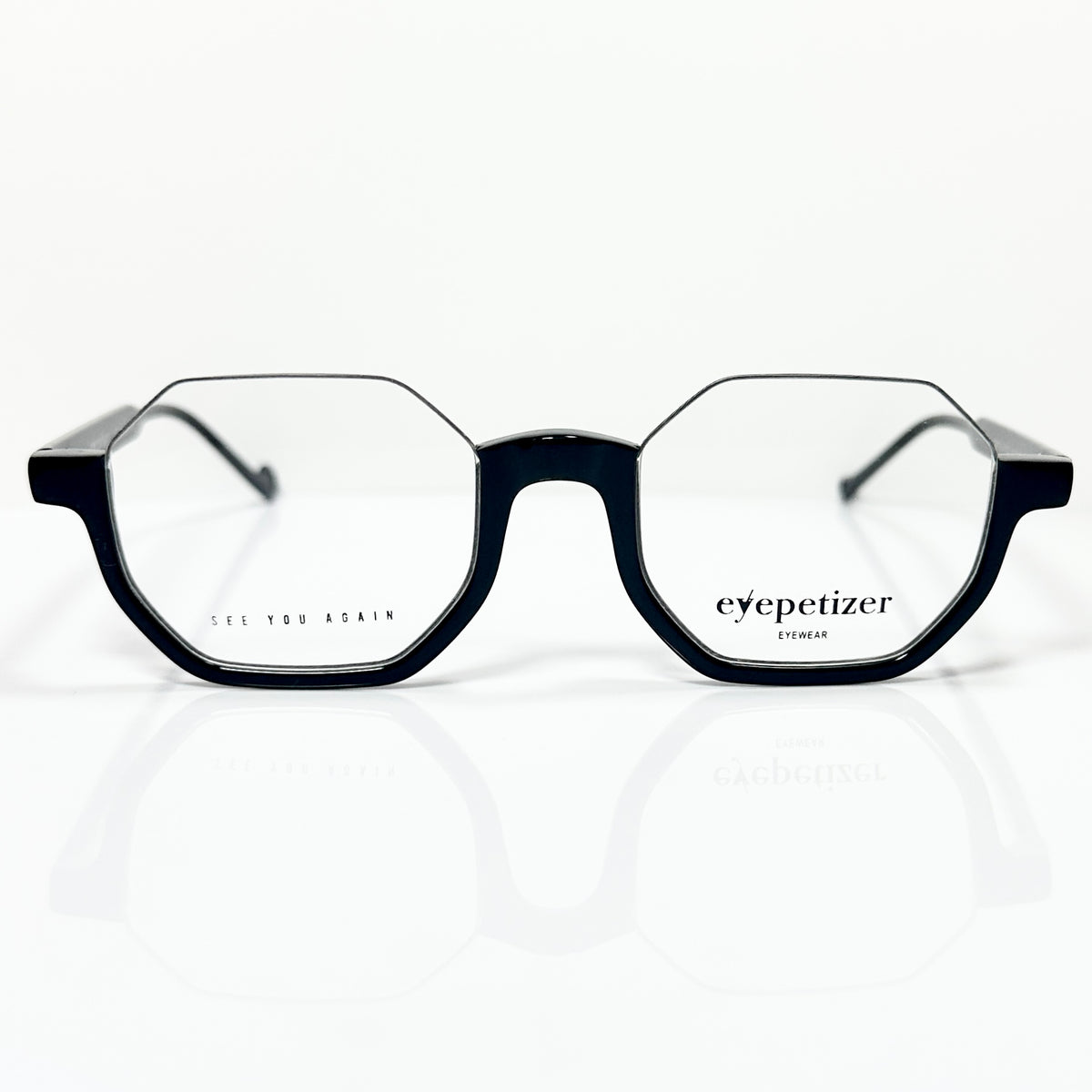 Eyepetizer Andy Men's Octagon Half-Rim Eyeglasses Frames in Black - Authentic New