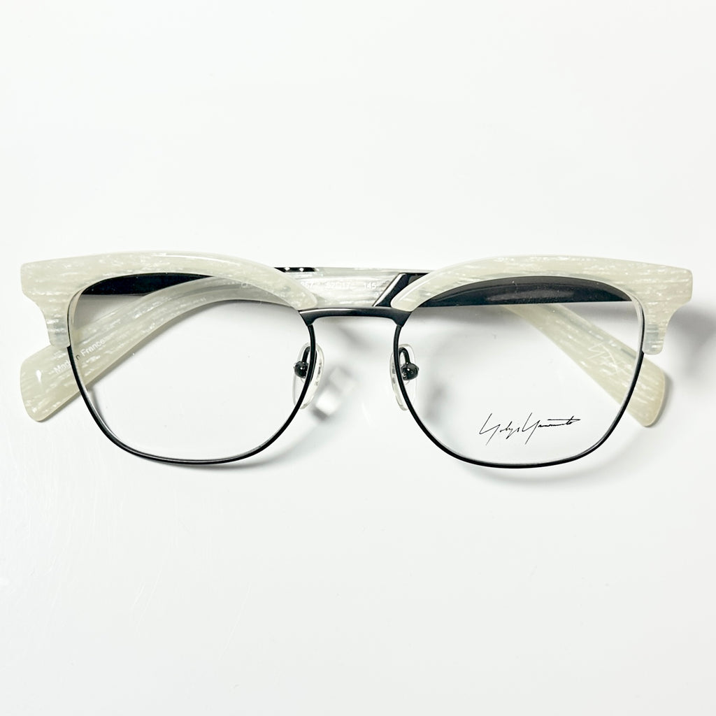 Yohji Yamamoto YY3011 867 Men's Eyeglasses Frame in White Marble - Authentic New