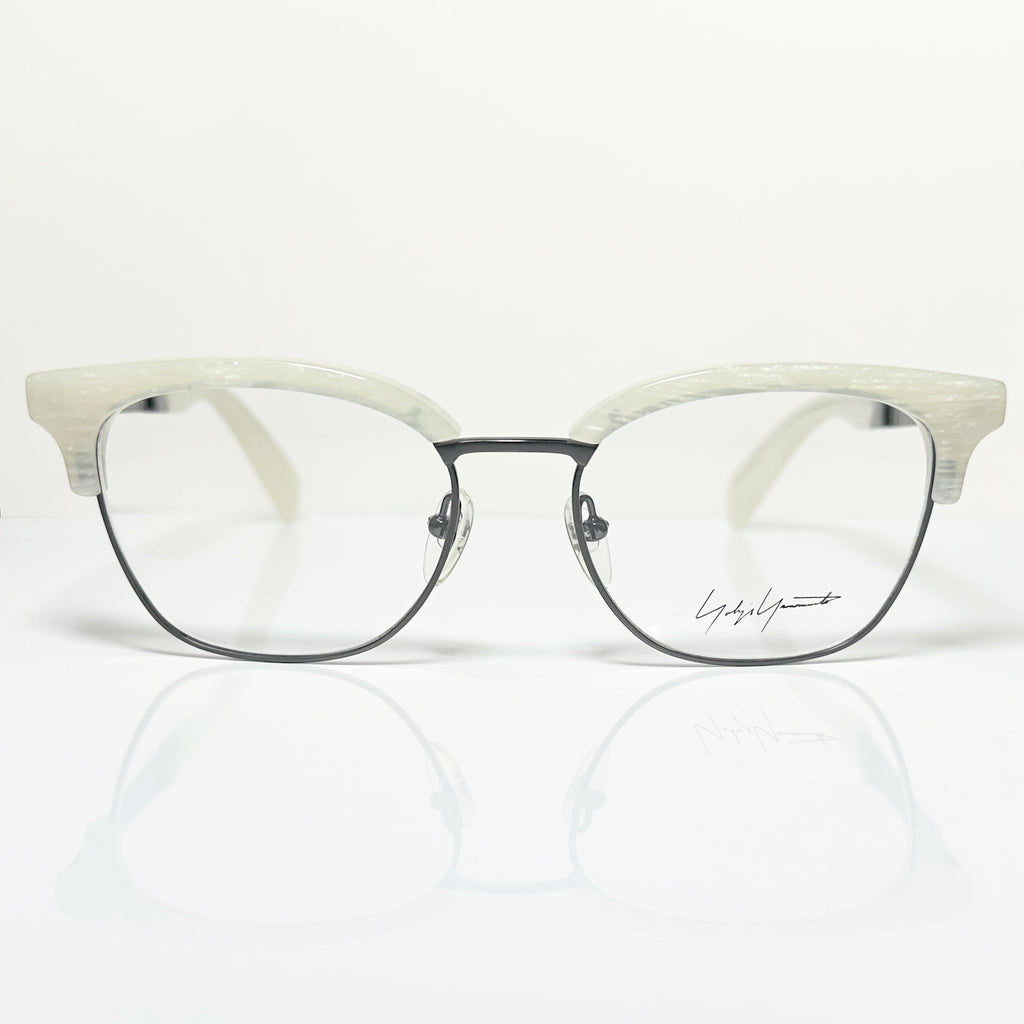 Yohji Yamamoto YY3011 867 Men's Eyeglasses Frame in White Marble - Authentic New