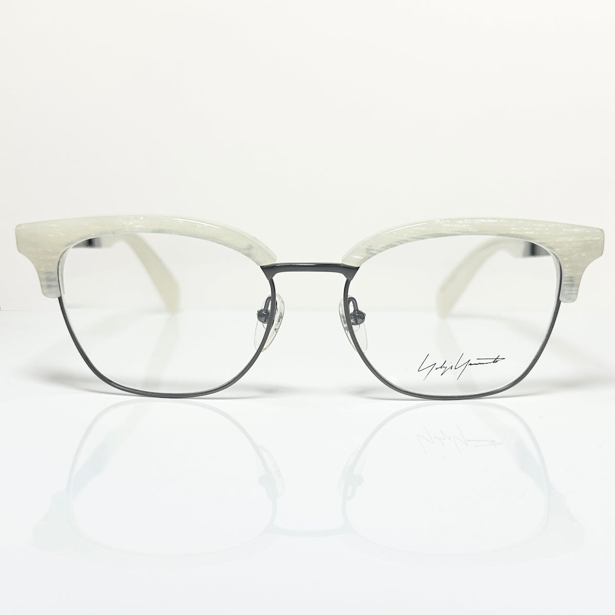 Yohji Yamamoto YY3011 867 Men's Eyeglasses Frame in White Marble - Authentic New