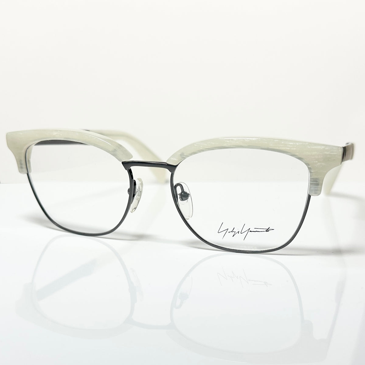 Yohji Yamamoto YY3011 867 Men's Eyeglasses Frame in White Marble - Authentic New