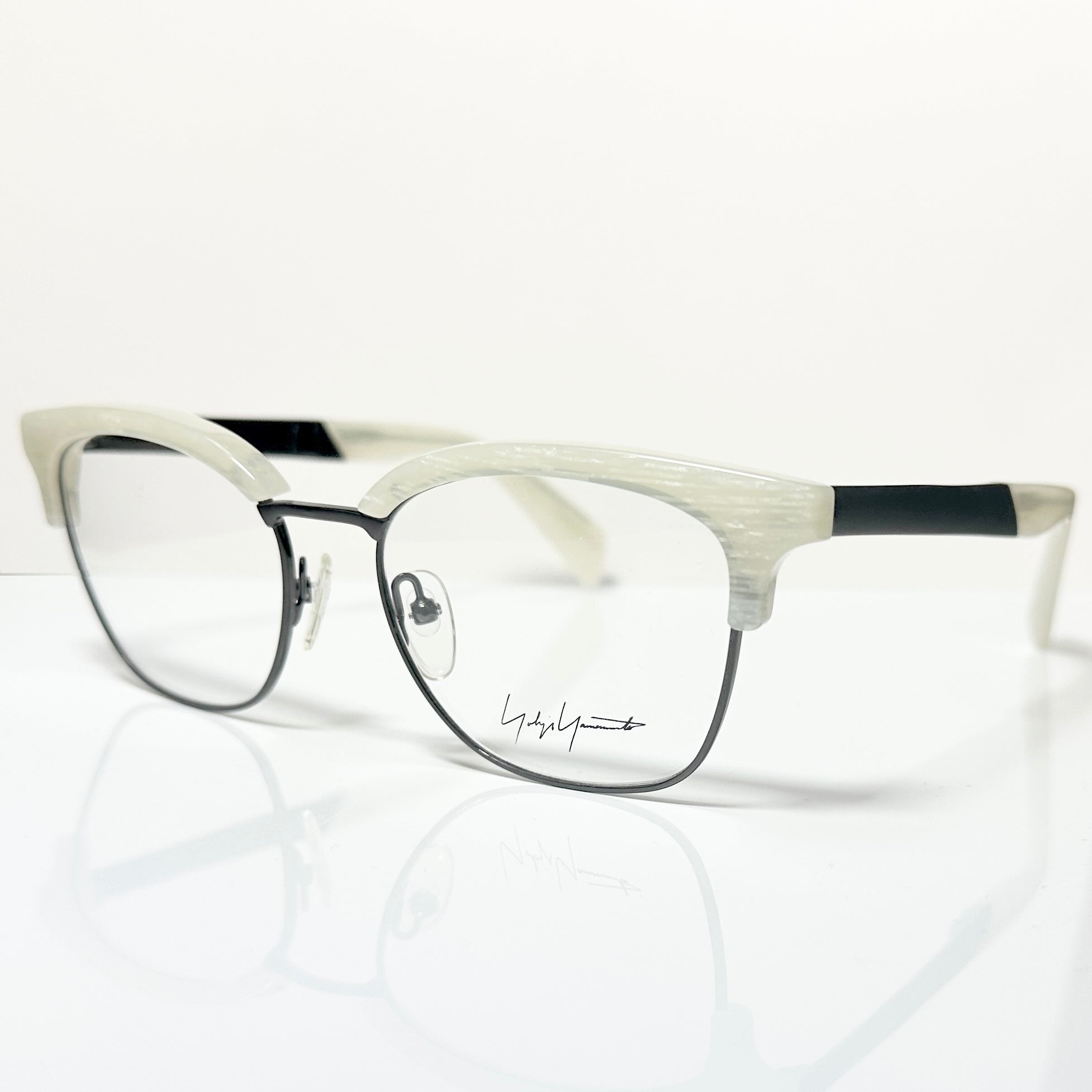 Yohji Yamamoto YY3011 867 Men's Eyeglasses Frame in White Marble - Authentic New