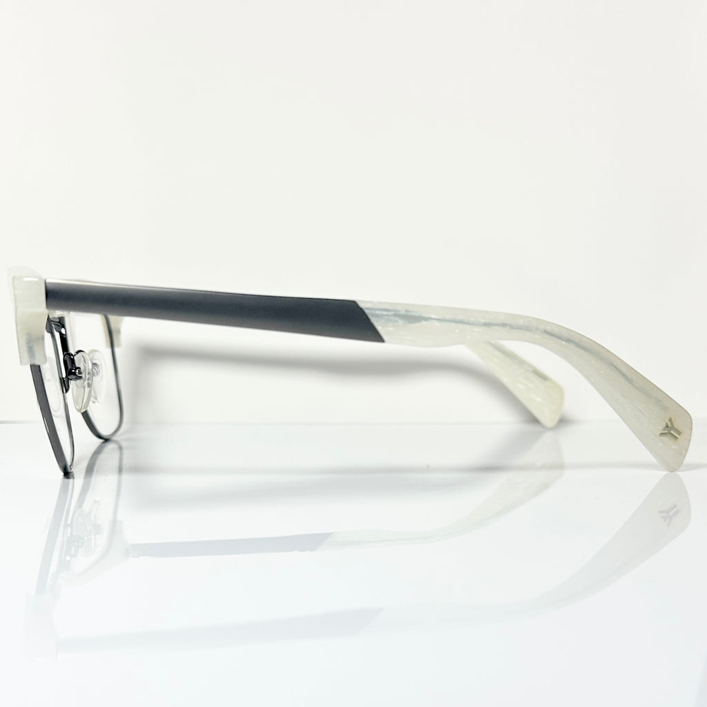 Yohji Yamamoto YY3011 867 Men's Eyeglasses Frame in White Marble - Authentic New