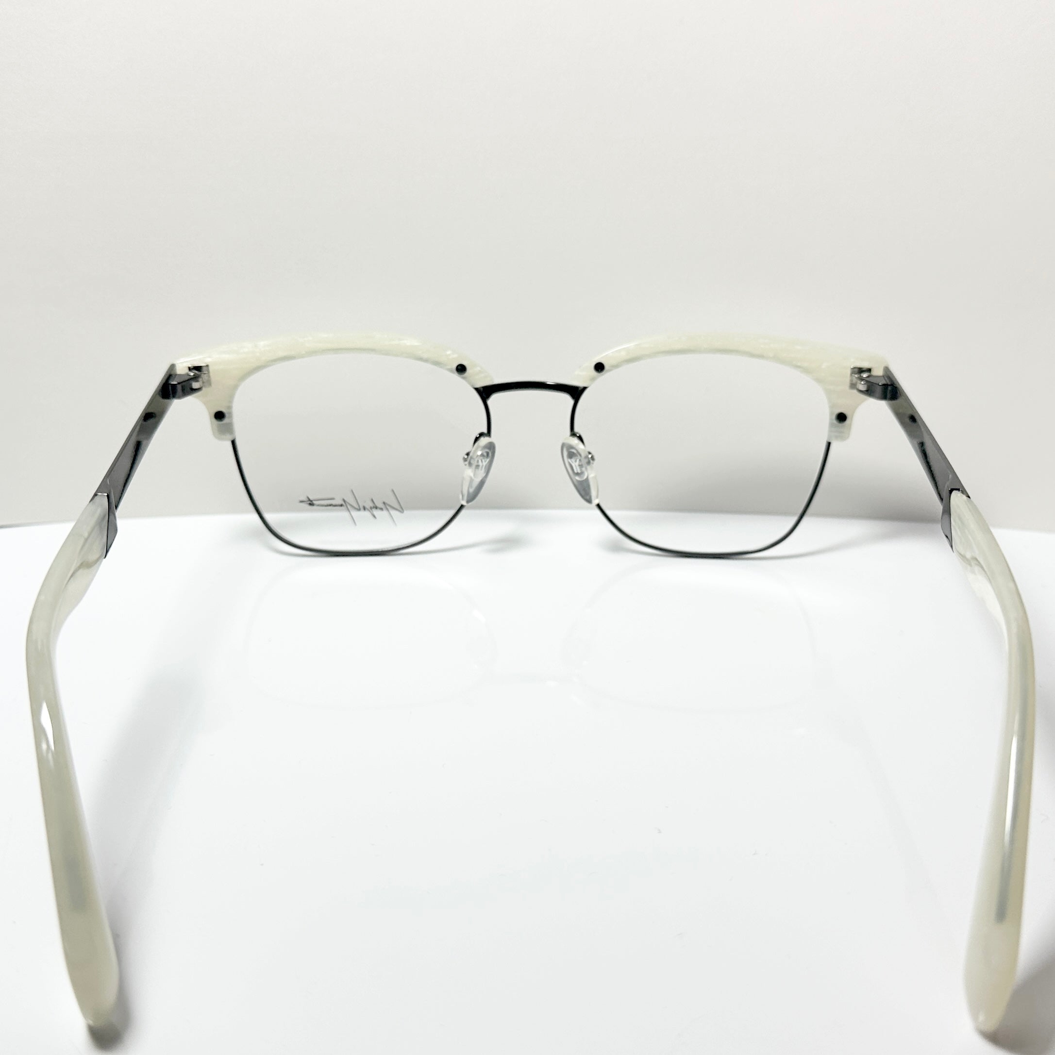 Yohji Yamamoto YY3011 867 Men's Eyeglasses Frame in White Marble - Authentic New