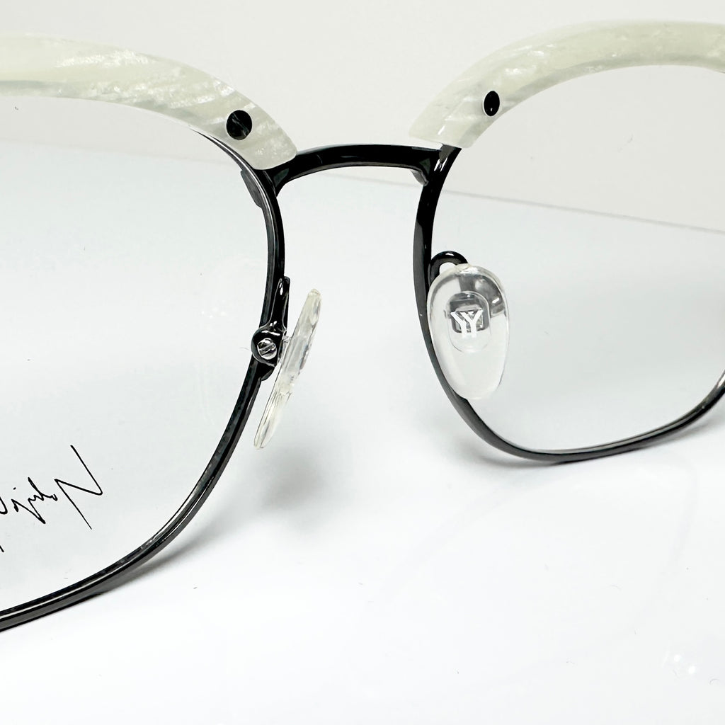 Yohji Yamamoto YY3011 867 Men's Eyeglasses Frame in White Marble - Authentic New