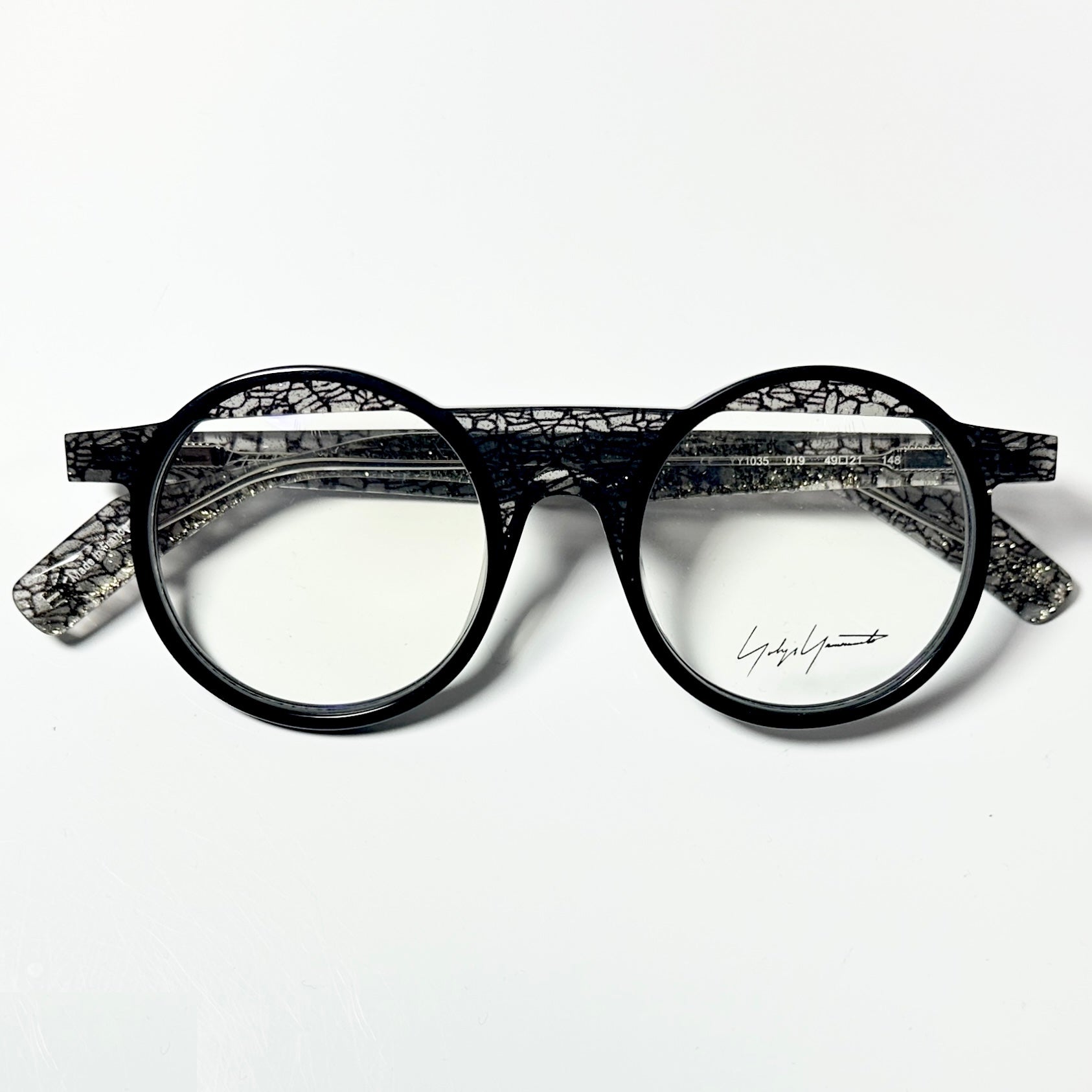 Yohji Yamamoto YY1035 019 Eyeglasses Frame in Black/Clear/Gold - Authentic New