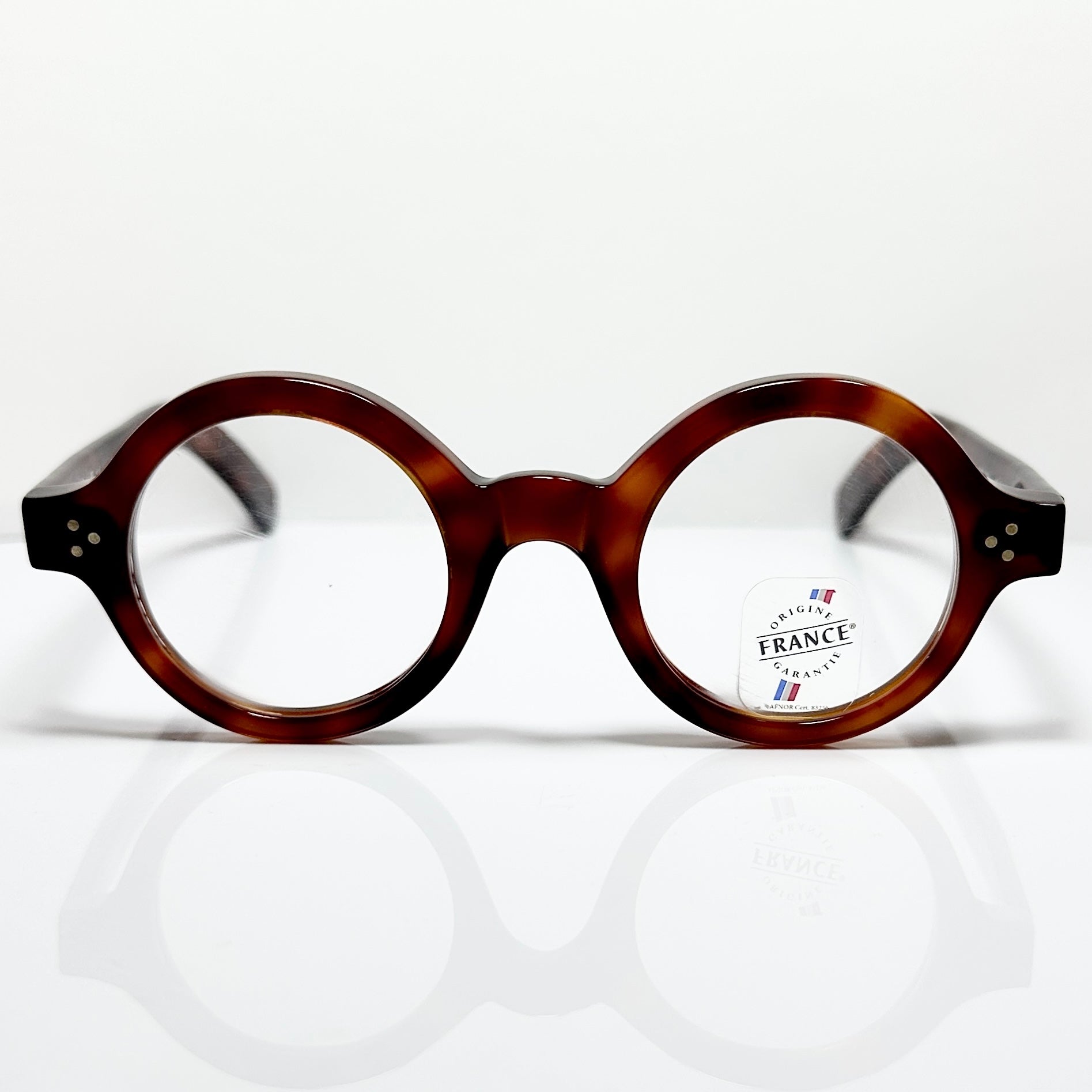 Maryll Round Eyeglasses Frame in Amber PO78 - Authentic New