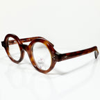 Maryll Round Eyeglasses Frame in Amber PO78 - Authentic New