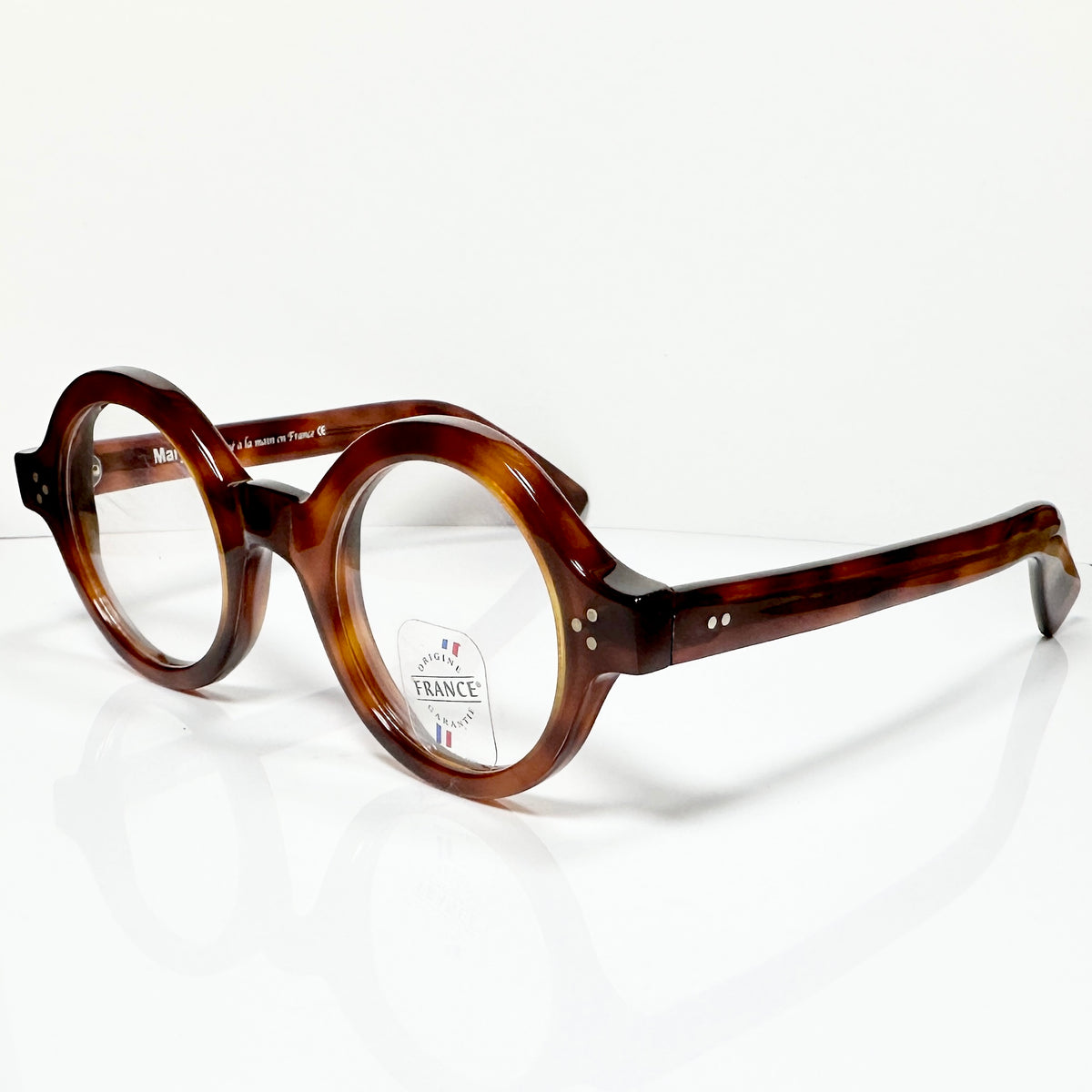 Maryll Round Eyeglasses Frame in Amber PO78 - Authentic New