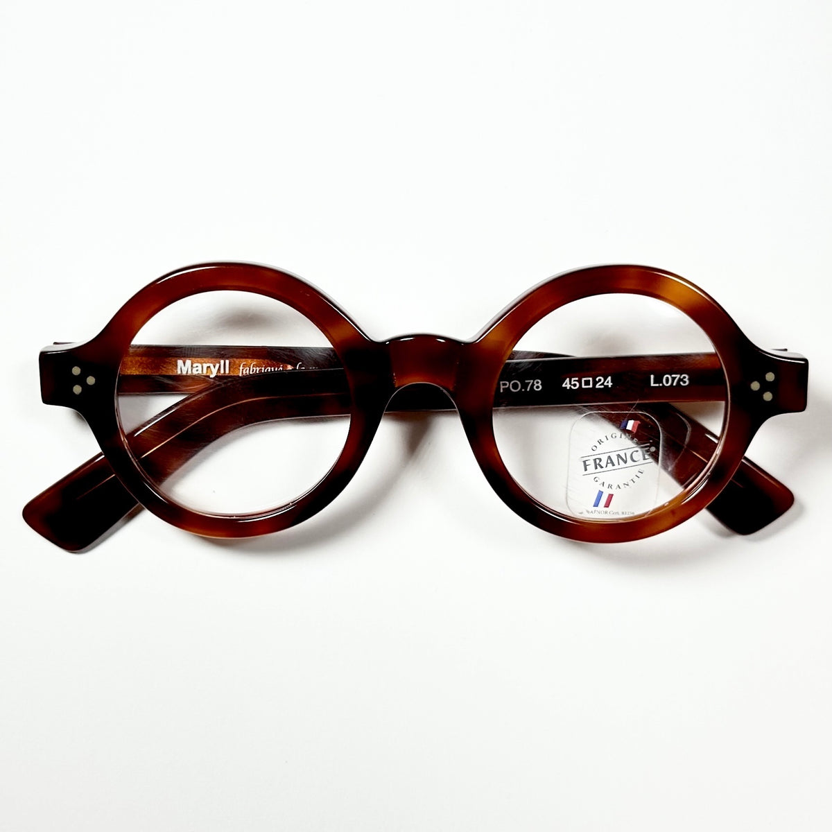 Maryll Round Eyeglasses Frame in Amber PO78 - Authentic New