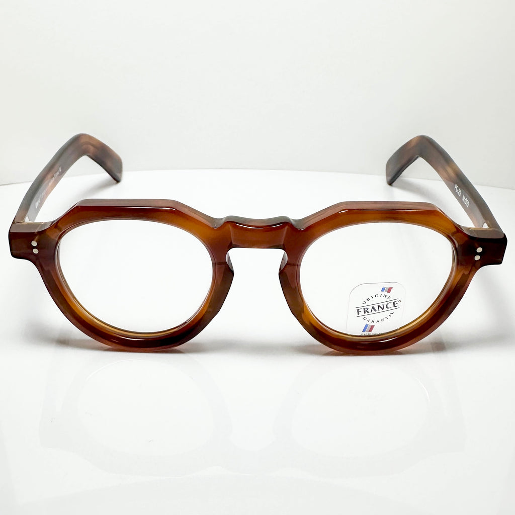 Maryll Men's Crown Panto Eyeglasses Frame in Amber PO23 - Authentic New