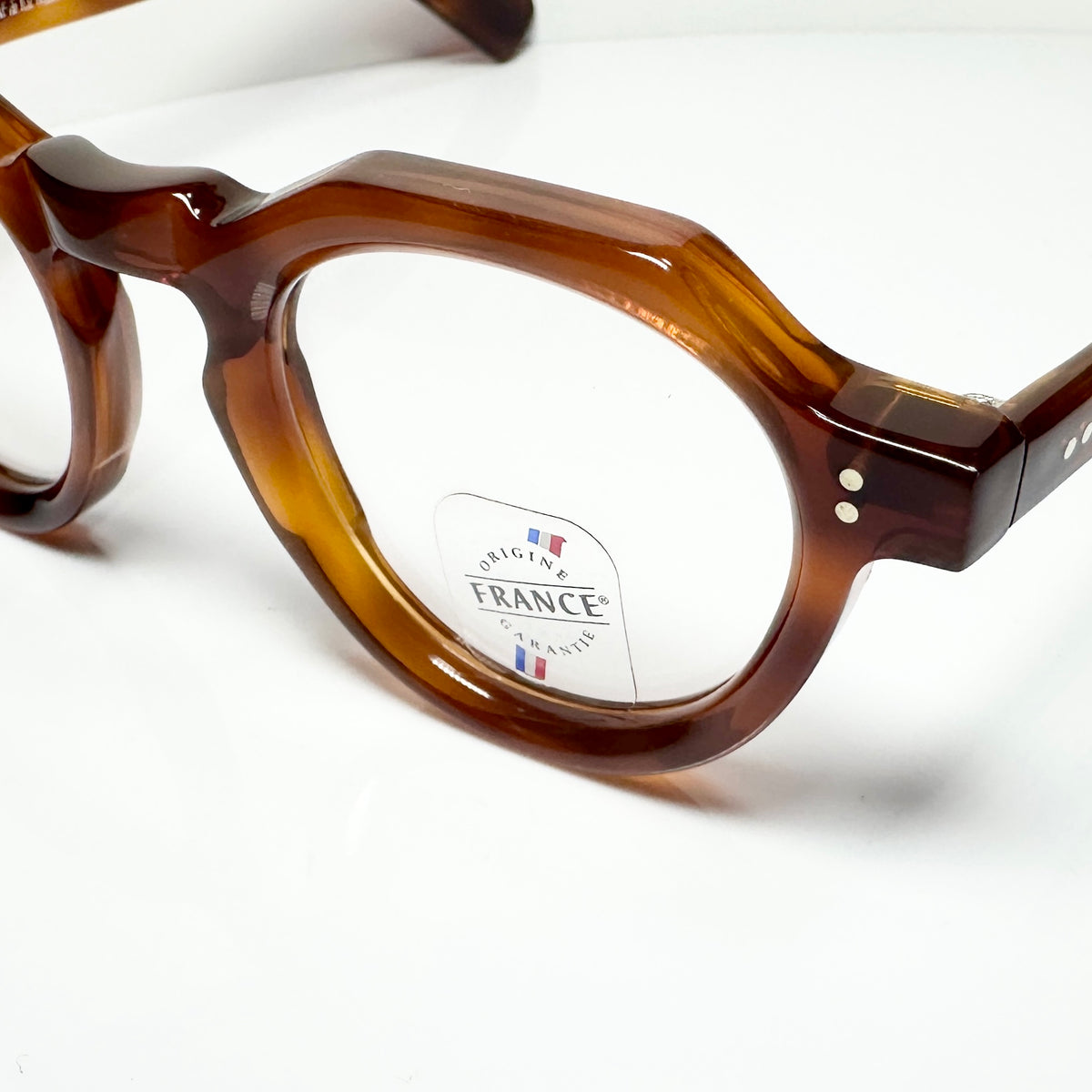 Maryll Men's Crown Panto Eyeglasses Frame in Amber PO23 - Authentic New
