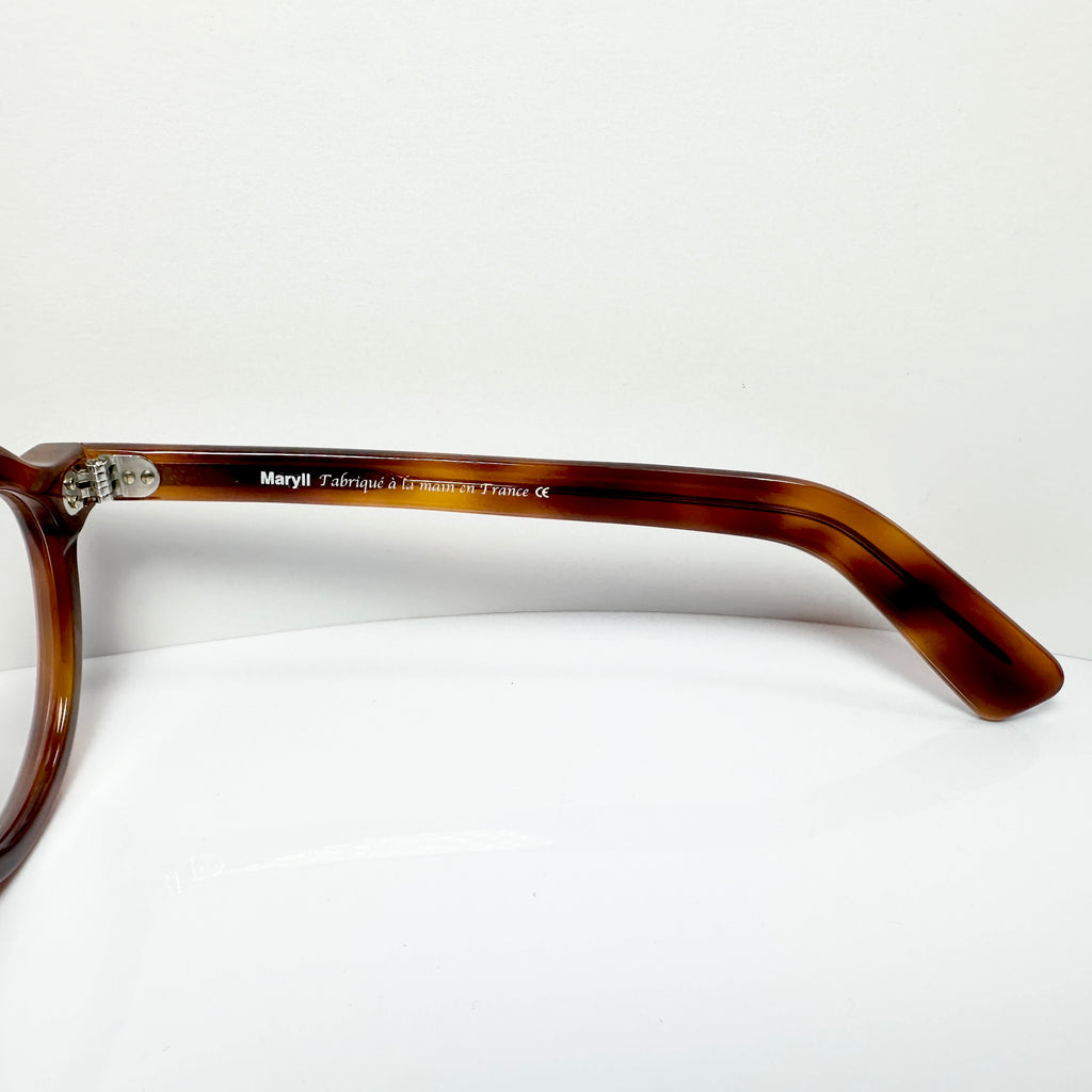 Maryll Men's Crown Panto Eyeglasses Frame in Amber PO23 - Authentic New