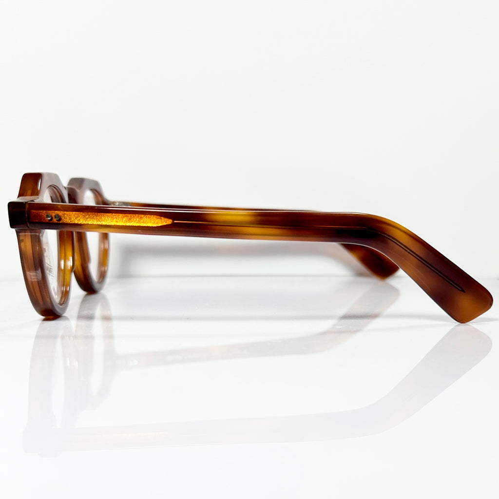 Maryll Men's Crown Panto Eyeglasses Frame in Amber PO23 - Authentic New