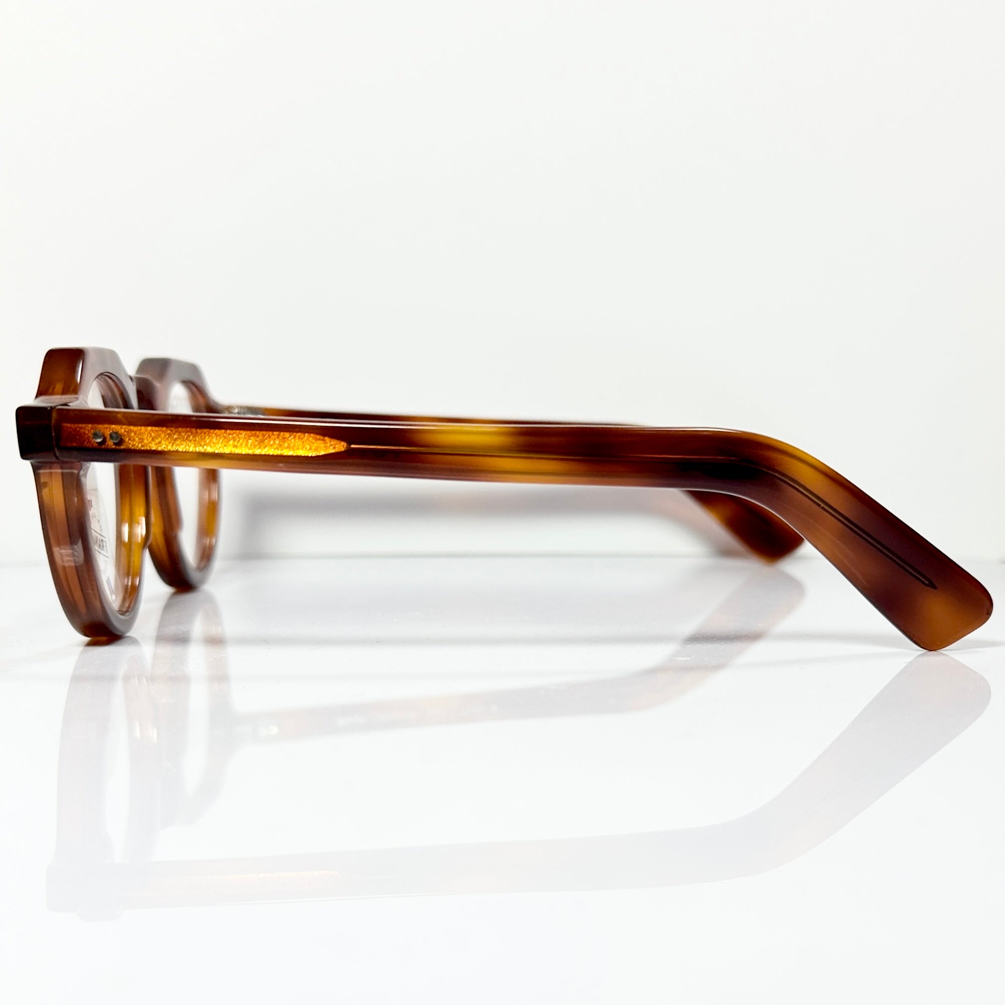Maryll Men's Crown Panto Eyeglasses Frame in Amber PO23 - Authentic New