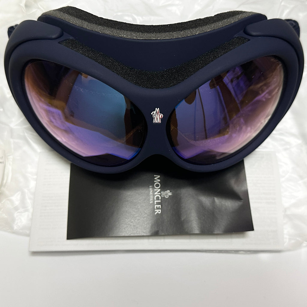 Moncler ML0130 / S 91X Ski & Snowboard Googles in Navy Blue - Authentic New