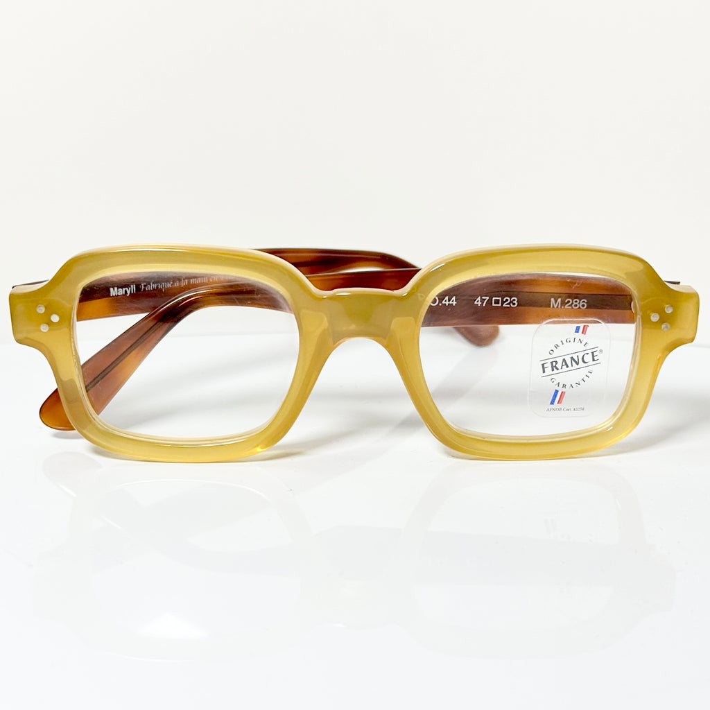 Maryll Square Men's Eyeglasses Frame in Camel/Tortoise - Authentic New