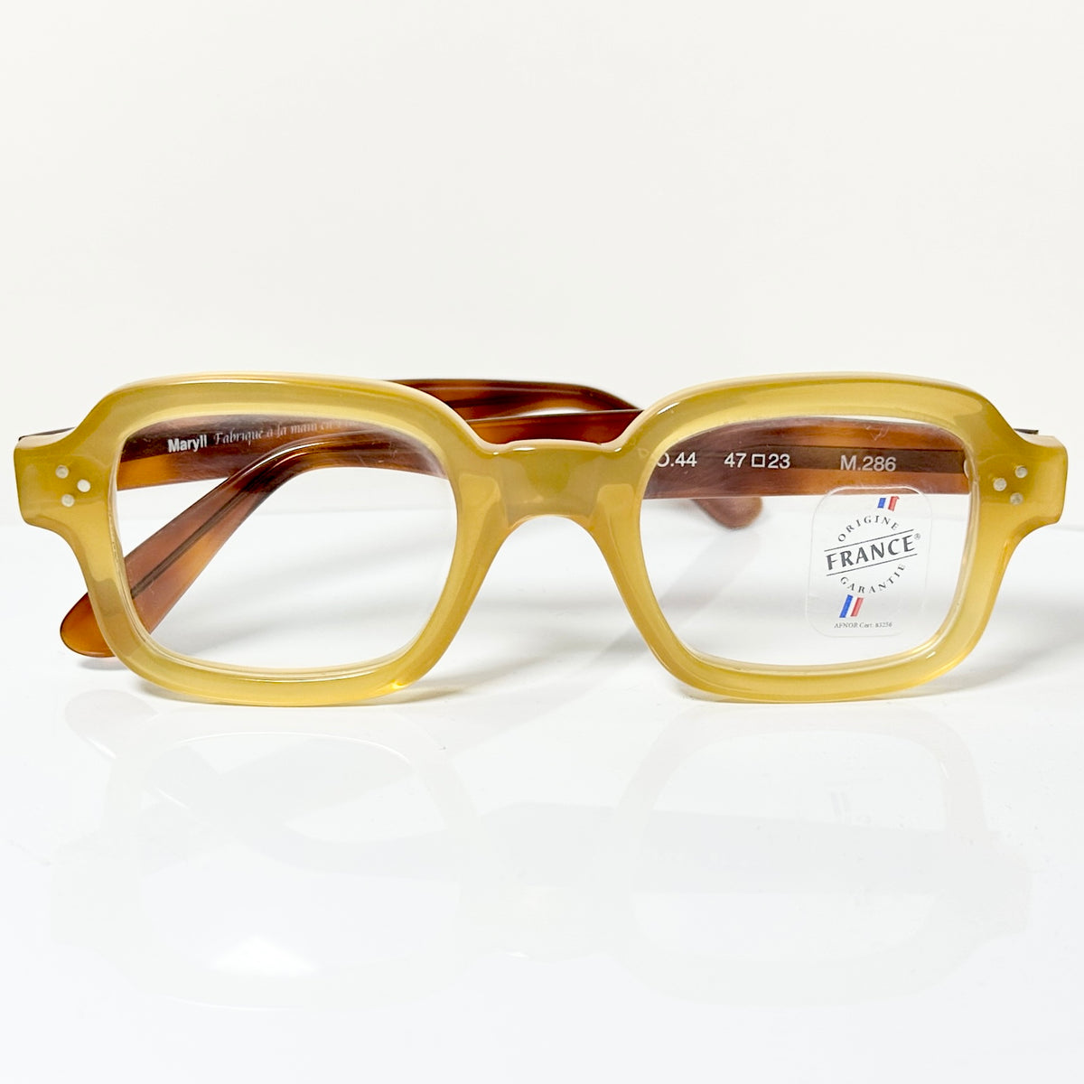 Maryll Square Men's Eyeglasses Frame in Camel/Tortoise - Authentic New