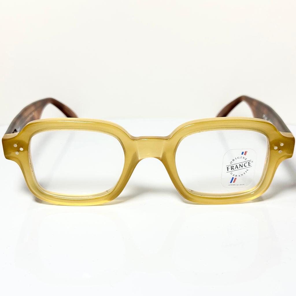 Maryll Square Men's Eyeglasses Frame in Camel/Tortoise - Authentic New