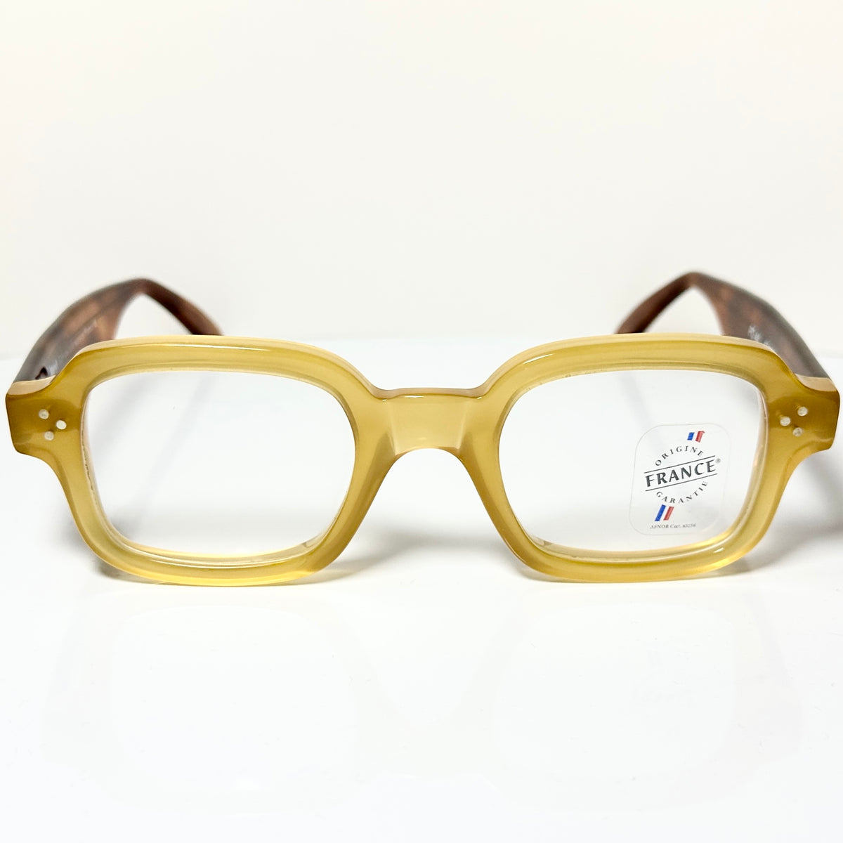 Maryll Square Men's Eyeglasses Frame in Camel/Tortoise - Authentic New