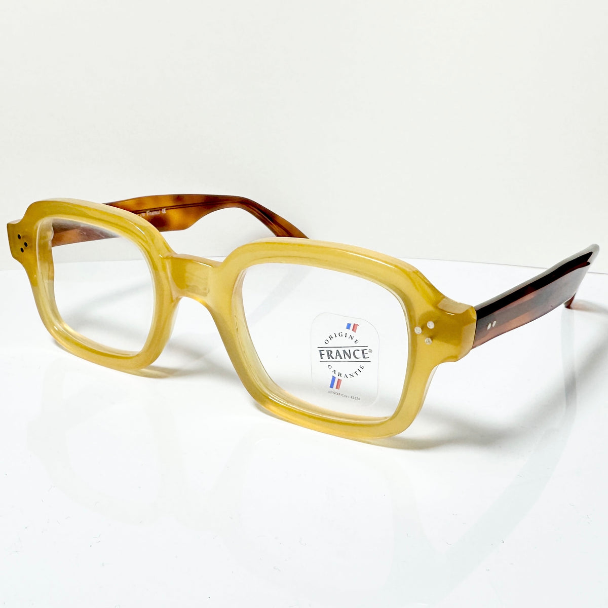 Maryll Square Men's Eyeglasses Frame in Camel/Tortoise - Authentic New