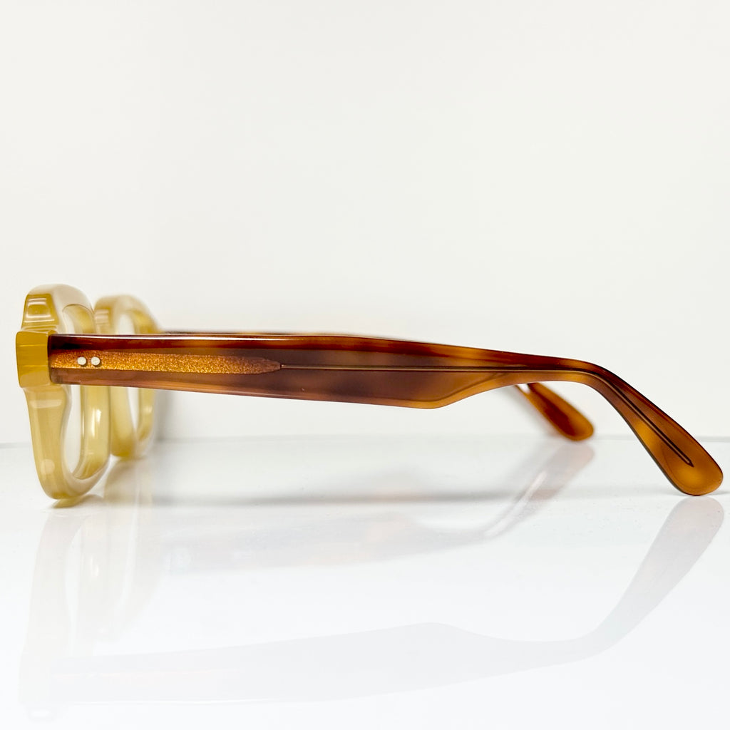 Maryll Square Men's Eyeglasses Frame in Camel/Tortoise - Authentic New