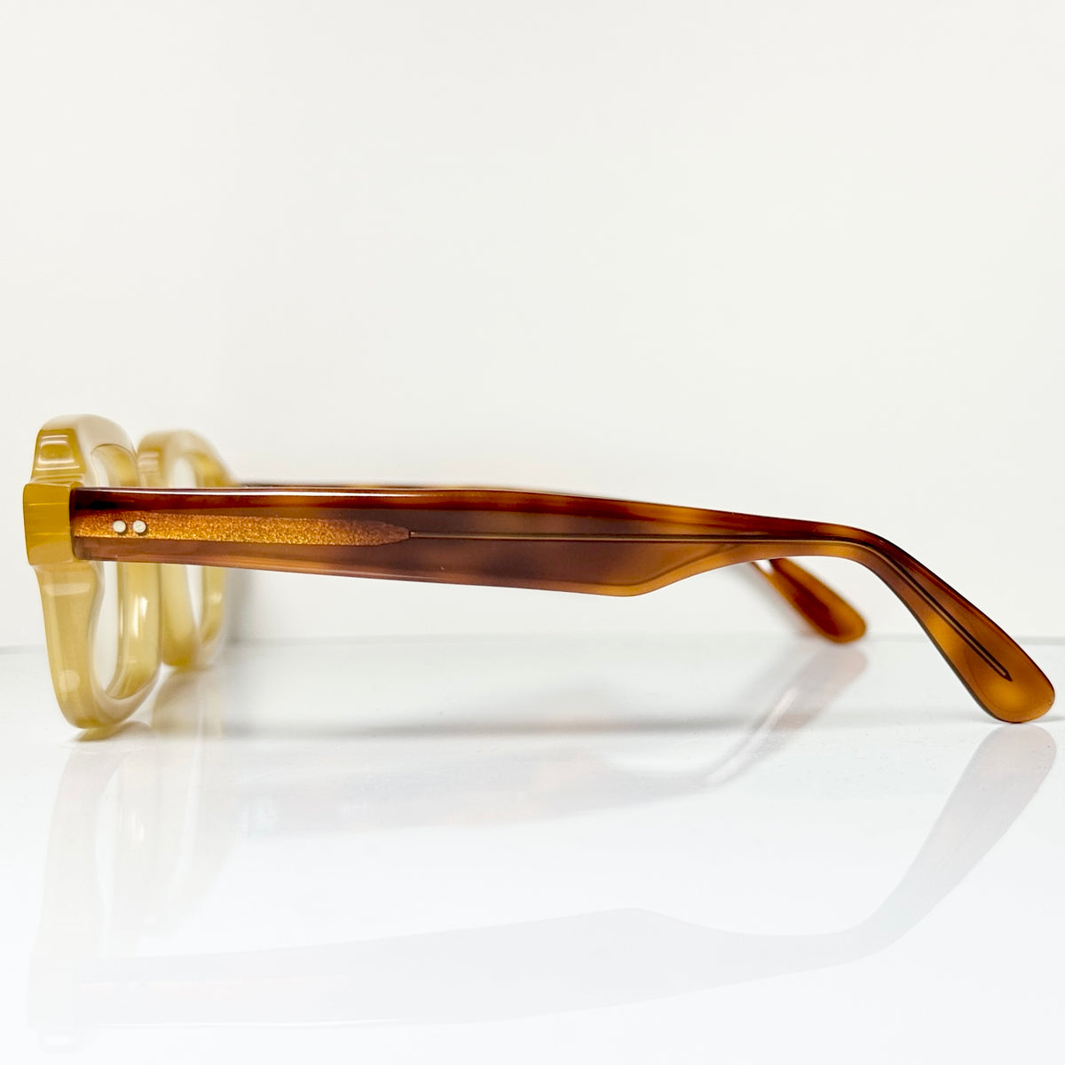 Maryll Square Men's Eyeglasses Frame in Camel/Tortoise - Authentic New