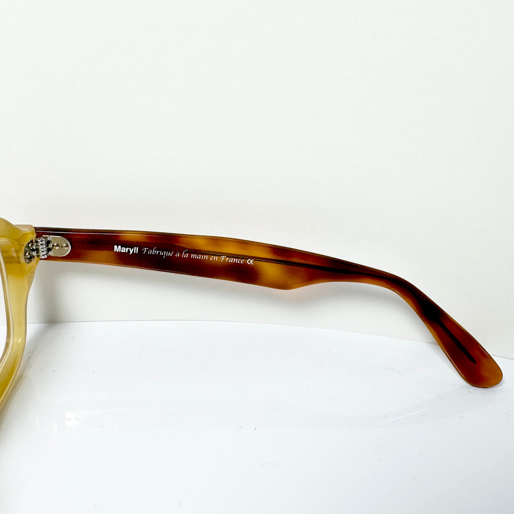 Maryll Square Men's Eyeglasses Frame in Camel/Tortoise - Authentic New