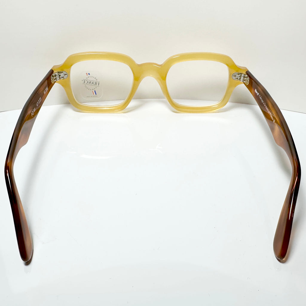 Maryll Square Men's Eyeglasses Frame in Camel/Tortoise - Authentic New