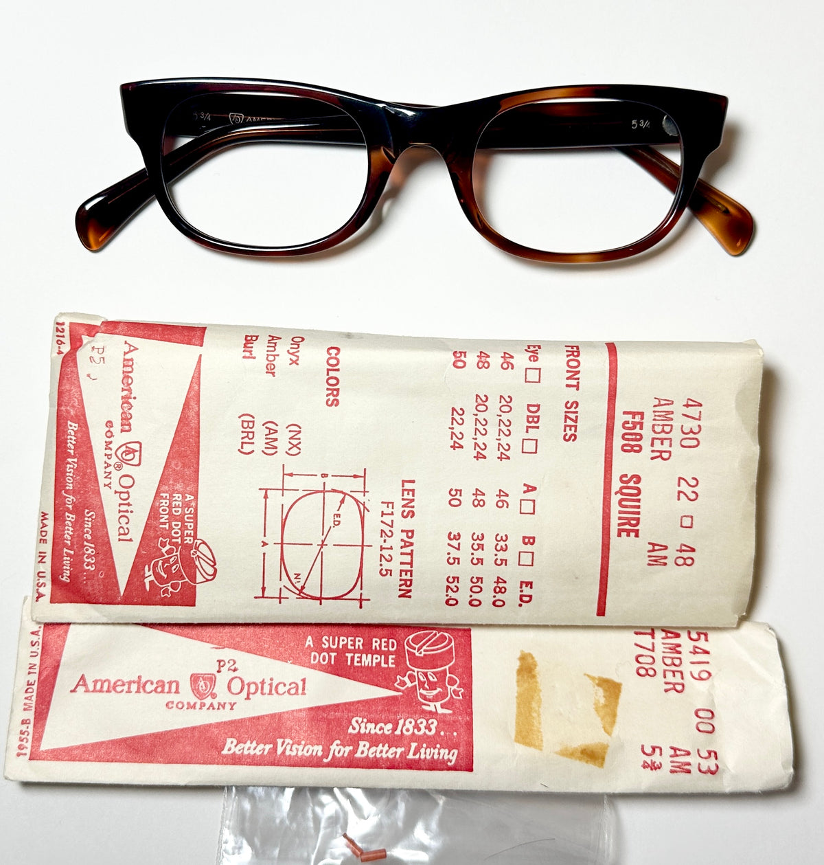 American Optical AO Vintage Unused Eyeglasses Frames in Tortoise - Authentic