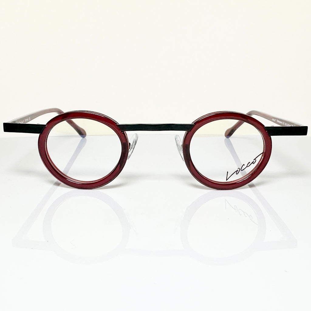 Locco SHAKESPEARE Unisex Eyeglasses Frame in Black/red - Authentic New