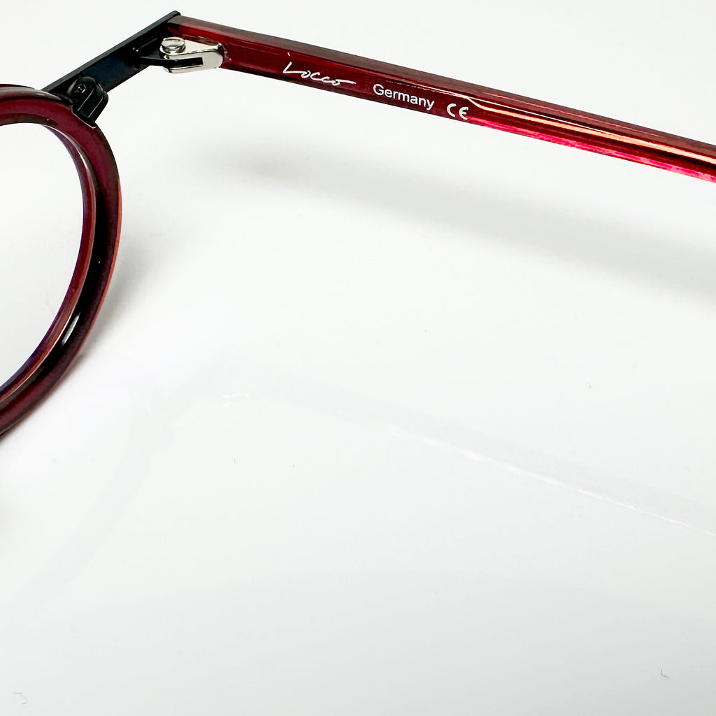 Locco SHAKESPEARE Unisex Eyeglasses Frame in Black/red - Authentic New