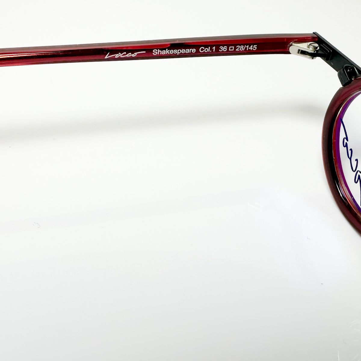 Locco SHAKESPEARE Unisex Eyeglasses Frame in Black/red - Authentic New