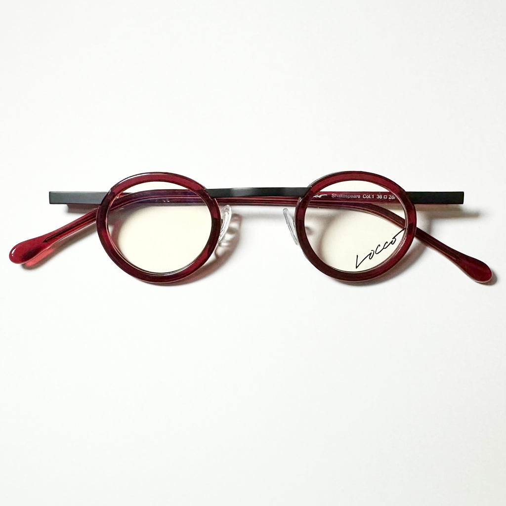 Locco SHAKESPEARE Unisex Eyeglasses Frame in Black/red - Authentic New
