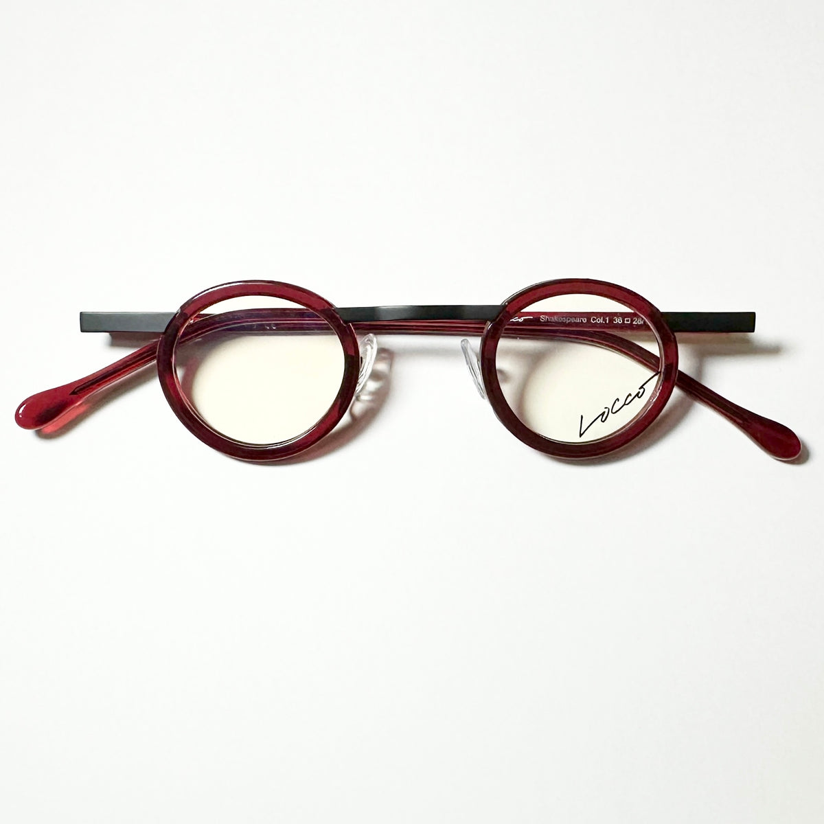Locco SHAKESPEARE Unisex Eyeglasses Frame in Black/red - Authentic New